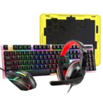 T-WOLF TF240 4 IN 1 Gaming Combo With RGB ( Wired Keyboard + Mouse + Mouse Pad + Stereo Headphones)
