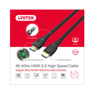 UNITEK 10m HDMI 2.0 Cable | 4K @60Hz Ultra HD High-Speed HDMI
