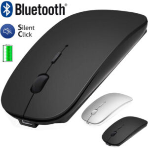 Wireless Dual-Mode Mouse (Bluetooth + 2.4GHz) | Rechargeable | Silent & Ergonomic - Black